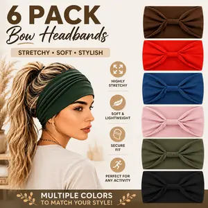 Headbands Hair Bands Headbands for Women African Headbands for Women Head Wraps 6 Pcs Hair Scarf Knotted Hairbands Black Stylish Head Wraps Wide Elastic Head Scarf for Women#SummerVibes
