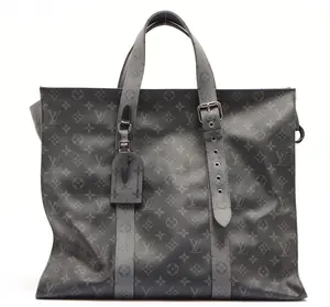 Pre-owned Louis Vuitton Coated Canvas and Leeather Trim Shoulder Bags Jumbo Cabas Eclipse Shoulder Travel Bag
