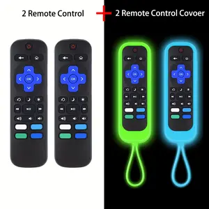 4 Pack (2 Remote Controls, 2 Remote Control Cover) Universal TV Remote For Roku TV, Easy To Use