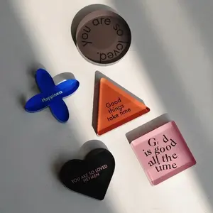 Beautiful Words Refrigerator Magnets, Ins-style Jelly Thickened Acrylic Magnets, Personalized English Refrigerator Magnets, Beautiful Life, Brings Joy, Suitable for Home Decoration, Office Decoration, Kitchen Decoration, Gift for Friends