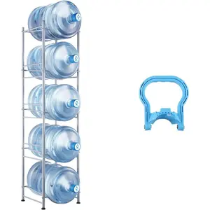 VEVOR 5 Gallon Water Jug Holder, 3 Tiers Double Row Heavy Duty Water Bottle Rack with 6 Slots, Detachable Water Jug Stand for Kitchen, Office, Living Room- SilverVEVOR Super Brand Day