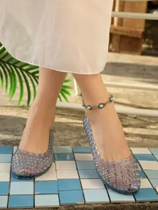 Women's Hollow Out Breathable Lightweight Flat Jelly Shoes, Summer New Transparent Ultra Soft Sandals, Casual PVC Leather Footwear