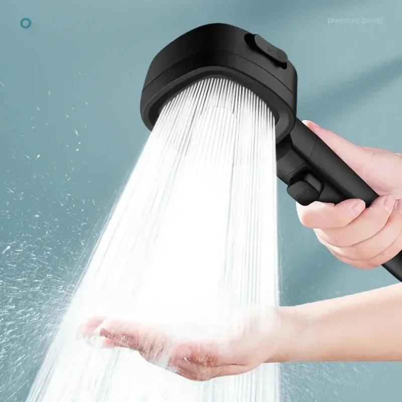 ABS Plastic High Pressure Water-Saving Shower Head - 3-Mode Spray, Adjustable Massage Sprayer, 1-Key Stop Function