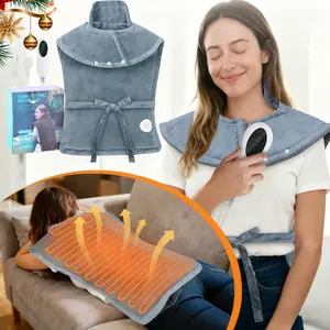 Heated Shawl Electric Wrap Blanket 10 Temperature Settings, 4 Timer Modes, Wearable Electric Heated Pad for Back Abdomen Waist, US Plug, Multifunctional Blanket