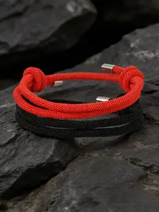 Men's Braided Two-Tone Rope Bracelet, Dual Layered Bracelets, Adjustable Openning, Dual Layer Vintage Workwear Style, Durable and Easy to Wear, Perfect Gift
