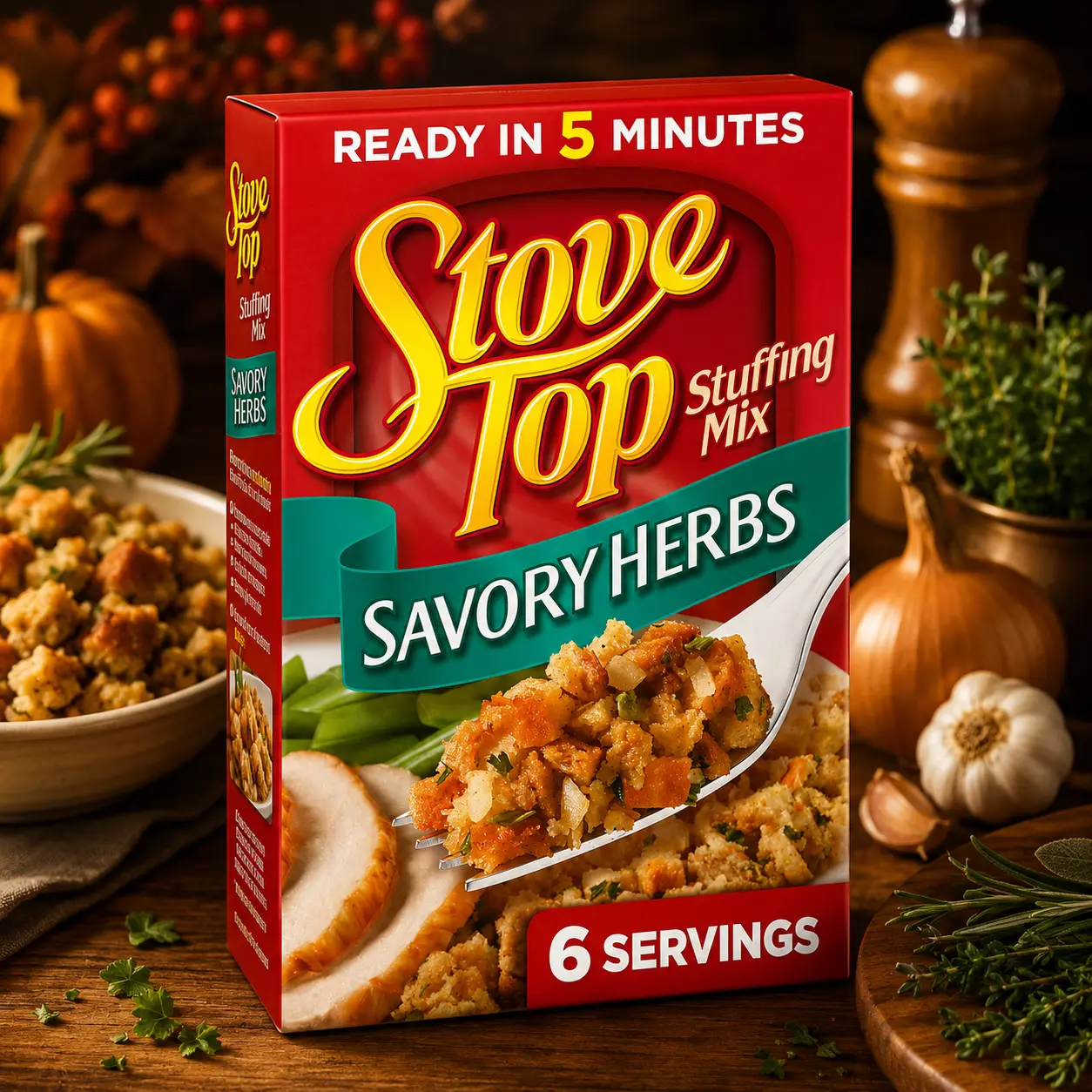 Savory Herbs Stove Top Stuffing Mix - 6 oz Spice and Seasoning Blend Box