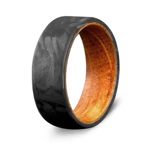 Carbon Fiber Whiskey Barrel Ring |The Serenity |GentleBands| Handmade Item, Black Ring, 8Mm Width, Comfort Fit | Men'S Wedding Bands