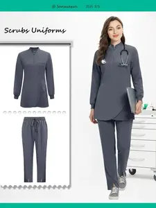 Zipper Nurse Uniform Medical Scrub Working Clothes Dental Assistant Nursing Suits Beauty Salon Workwear Pet Hospital Surgery Set