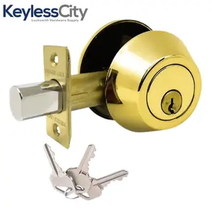 Kwikset Premium Round Single Cylinder Deadbolt Security Door Lock With Key Safe Lock - Polished Brass