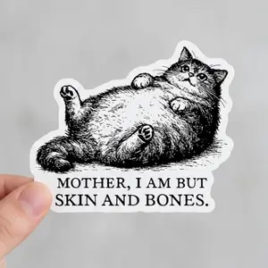 Funny chonky tuxedo cat sticker cute waterproof vinyl decal for laptop & water bottle  cat mom gift