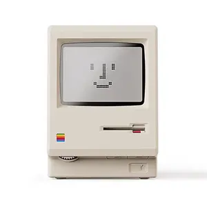 Retro Macintosh Mini Computer Clock - 1984 Pixel Aesthetic Desktop Ornament with USB Connection, Flexible Alarm, Long Battery Life, Smart Night Glow, Perfect Gift for Tech Lovers