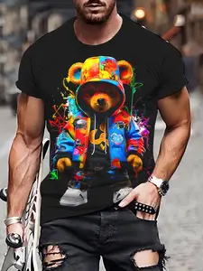 Hasner Men's 3D Printed Fashion Streetwear Casual T-Shirt