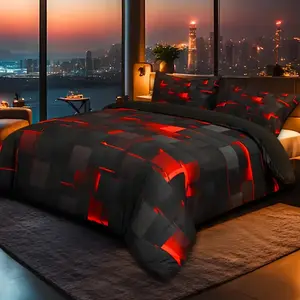 Geometric pattern bedding set print Quilt Cover Set Four Seasons Product（1 Quilt Cover + 1/2 Pillowcase, Without Filling)，Soft comfortable bedding set for bedroom guest room