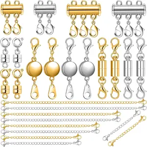 26 count Necklace Extender and   Clasp, Includ 5 Size & 5 Style  Clasps, Necklace Layering Clasps and Bracelet Extender Chain for Easier Wearing  Repair