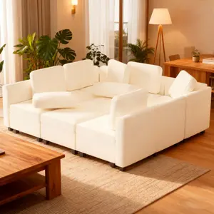 Modular Sectional Sofa with Storage Seats, Convertible Modular U Shaped Sectional Couch for Living Room, 9 Seat Oversized Sofa with 9 Back Cushion 9 Throw Pillow