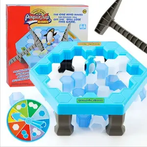 Mini Penguin Trap Parent-child Interactive Entertainment Family Fun Game Indoor Board Game Tabletop Games Toys for Kid Family Break Ice Block Save Penguin