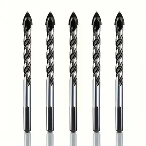 5Pcs 6mm Multi-Material Drill Bit Set, Tungsten Carbide Cross Spear Head Bits for Tile, Glass, Brick & Wood