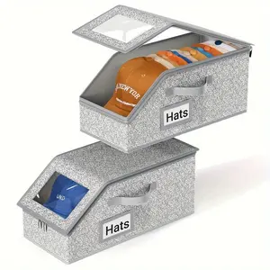 new model multifunctional dustproof zipper storage box, large-capacity foldable wardrobe organizer, stackable, suitable for storing baseball caps, hats, and clothing