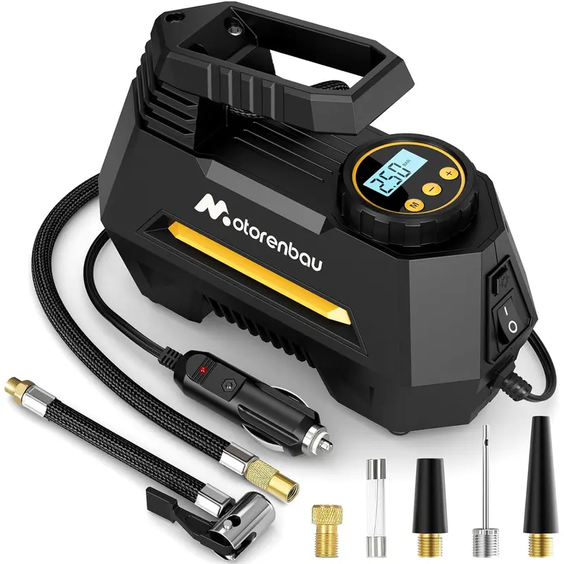 150PSI Tire Inflator Portable Air Compressor, 120W Car Tire Inflator, Car Tire Air Pump 12V DC Auto Pump with Digital LCD Screen, Car Accessories