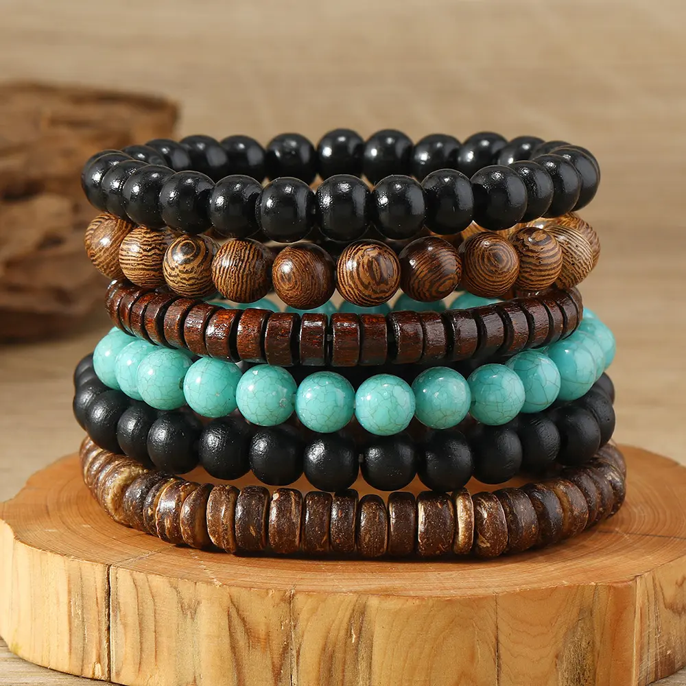 6 piece set of wooden beads