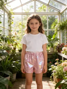 Summer Girls' Fashion Colorful Shorts Casual Sport Pants Baby Leisure Pants 1-8 Years, Sporty Style, Loose-Fitting, Solid Pattern