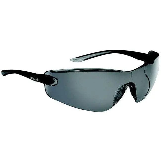 Bolle Cobra Safety Glasses - Black Ratchet Adjustable Temple Arms, Smoke Anti-Fog Coat Lens, Silicone Nose Pads, Medium to Large Fit Bisphenol A (BPA)-Free Work Safety Equipment for Home Improvement, Security