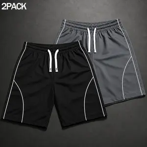 2 Pack Mens Athletic Shorts Side Split Contrast Piping Loose Fit Drawstring Waist Summer Workout Shorts Streetwear Gym Running Basketball Training Daily Wear What To Wear Locked In Outfit Casual Summer Rotation for Men