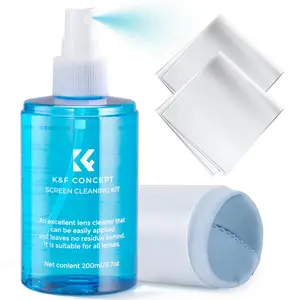 K&F CONCEPT 200ml Screen Cleaner Spray Kit, Includes 2 Microfiber Cloths for LCD Screens, Touchscreen & Electronic Devices (Smartphones, iPads, Laptops, TVs, Cameras)