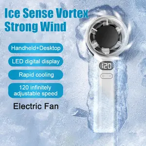 Portable Handheld Fan 120 Wind Speeds Mini Bladeless Hand Fan USB Rechargeable Highspeed Fans Camping Electric Fans Air Cooler Tri-Band Local WiFi Hotspot