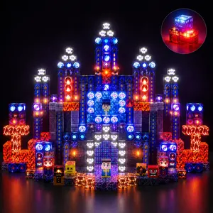 Glowing Light-Up Magnetic Tiles Building Set, 100/150 PCS Glowing Blue Castle Theme 3D Spatial Logic Stacking STEM Montessori Sensory Toys, Space Thinking Training Safe Creative Toddler Toys for Boys Girls Age 3+ (Easter/Christmas/Birthday Gift)