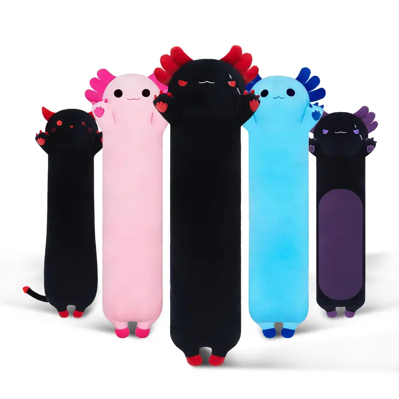 Snowolf High-Quality Fluffy Elastic Axolotl Stuffed Animal Plush Pillow, 19.7-51.3in Long Body Pillow for Bedroom Hugging, Ideal Gift for Kids (Christmas, Valentine's Day)