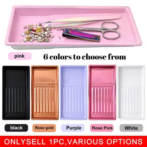 Thickened Stainless Steel Nail Tool Disinfection Tray, High Temperature Resistant Square Storage Tray, 1pc/6pcs