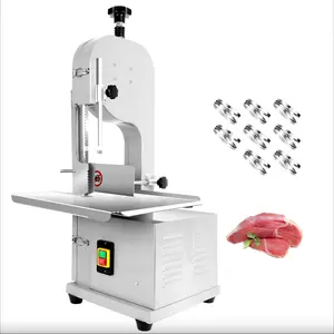 1500W Commercial Meat Band Saw, Stainless Steel Bone Saw Machine with 19.3" x 15.3" Worktable, 8 Blades, Frozen Meat & Bone Cutter for Beef, Pork, Ribs, Fish & Butcher Shops