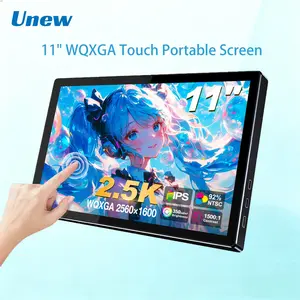 Unew 11 Inch 2560x1600 HD Touchscreen Monitor, 92% Ntsc Wide Color Gamut, Type-C One Cable, Portable Extender Screen for Office Gaming