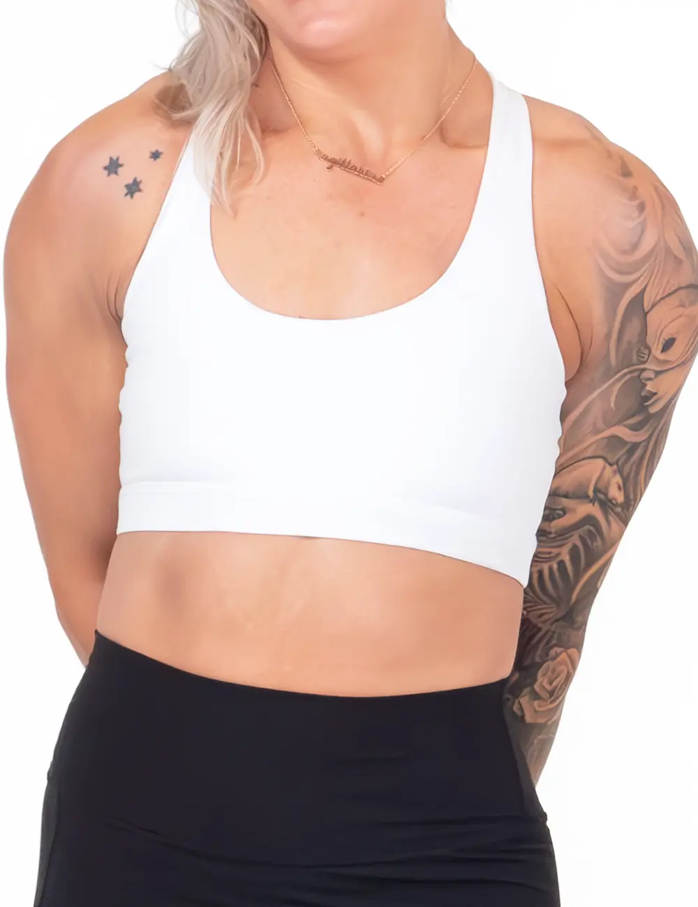 Women's CVG Padded Top Bra, All-White Butterfly Back Underwear Sportswear Bra Gym Bras
