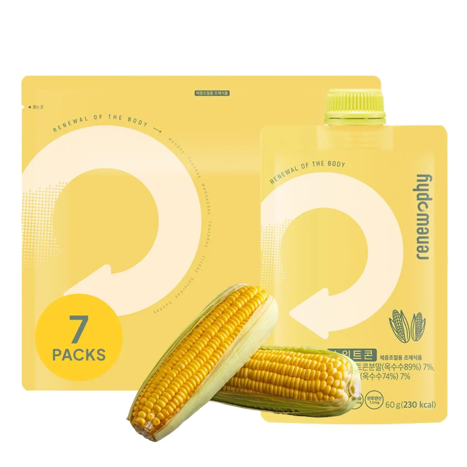 Korean Food Grabmeal Protein Shake Sweet Corn Flavor (60g × 7 Packs) | Plant-Based Powder Drink | Made in Korea