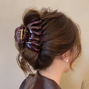 Jumbo Claw Clip for Thick Hair Autumn Brown Y2K Style Non Slip Durable Large Hair Clips for Women Girls Everyday Bun Updo Gypsy Rose Baby Headband