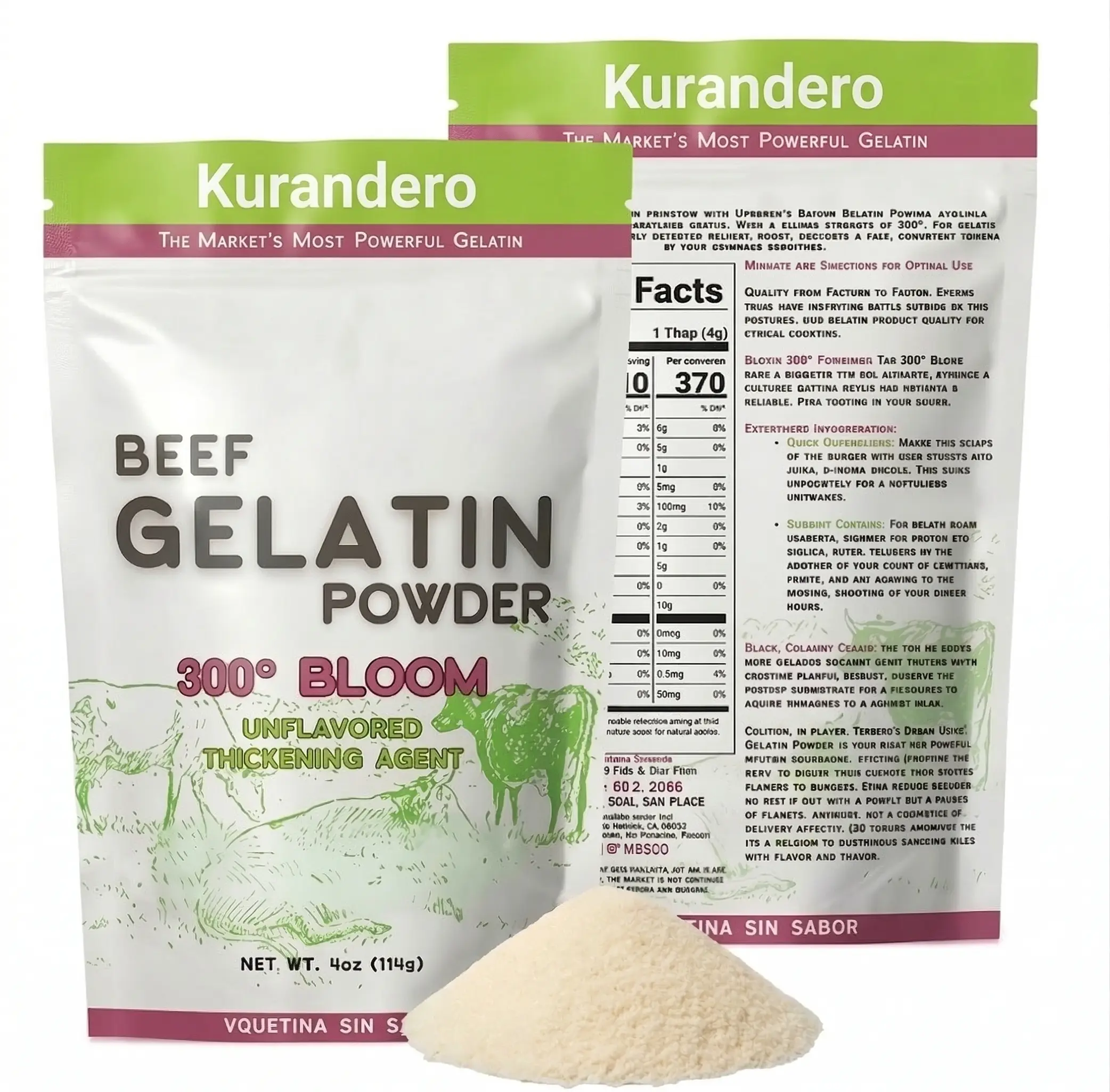 KURANDERO | 2 PACK BUNDLE VitalGel Blend  4 oz – Grass-Fed Beef Gelatin Powder, Unflavored Premium Protein, Easy Mix for Coffee, Smoothies, Baking & Desserts, Clean Ingredient Formula