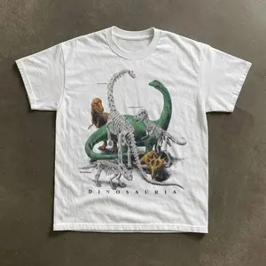 Gildan Men's and Women's T-shirt, DINOSAURIA Vintage White T-Shirt, Animal tee, Y2k Unisex Graphic Tees Gothic Grunge Emo Scene Amity Affliction Style Clothes Menswear Womenswear Streetwear