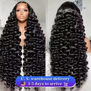 300 Density 13x7 40 30 Inch Loose Deep Wave 13x6 HD Lace Front Human Hair Wigs Brazilian Water Wave Lace Frontal Wig Curly Wigs