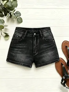 Women's Summer New High Elasticity Stretchy Denim Jeans Shorts, Fashion Multi-Pocket Button Design, Slimming and Butt-Lifting, Casual Wear for Summer, Womenswear