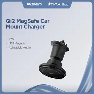 PISEN Mag-Safe Car Mount Charger - Qi2 15W Magnetic Car Phone Holder, 15W Wireless Qi2 Car Charger Mag-Safe Phone Holder, Car Vent Phone Mount Magnet Car Phone Holders for iPhone 16 15 14 13 12 Series