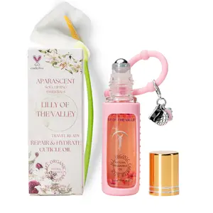 Aparascent Lilly Of The Valley Repair & Hydrate Natural Cuticle Oil & Nail Growth Serum w/Coconut MCT, Jojoba & Rosehip for Dry Nails, Nail Oil for Damaged Nails, Key Chain Purse Charms for Handbags Moisturizer Defense - Organic Nail Care