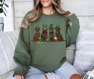St Patrick's Day Chocolate Lab Sweatshirt Labrador Retriever Shirt Lab Mom Crewneck Brown Lab Sweater St Pattys Day Dog Shirt Irish Lab Gift