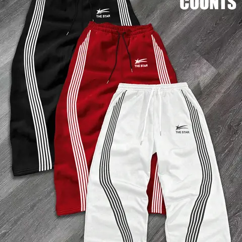 Men's Striped Print Waistband Jogger Pants, Casual Comfy Breathable Sweatpants for Daily Wear, Men's Trousers for All Seasons, Sports Pants, Athleisure Casual Bottoms