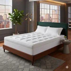 4 Inch Extra Thick Mattress Topper Queen, Plush Pillow Top Bed Topper for Back Pain Relief, Breathable Pressure Relieving Mattress Pad for Side and Back Sleepers, Luxury Comfort Layer to Upgrade Old Mattress