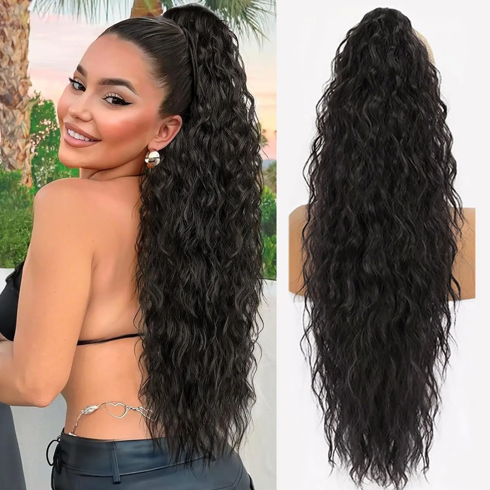 Claw Clip Ponytail Extension 30" Soft Pony Tail Clip in Hair Extensions Fluffy Natural Looking Synthetic Hairpiece for Women and Girls