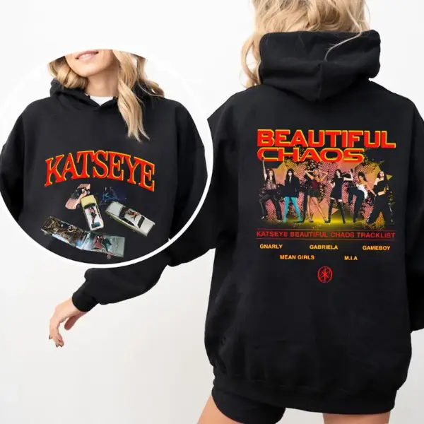 KATSEYE BEAUTIFUL CHAOS TOUR HOODIE, Katseye K-pop merch, Beautiful Chaos Tracklist apparel, Girl group fan Hoodie, Music tour sweatshirt, For Menswear For Womenswear, Graphic Hoodies, Streetwear