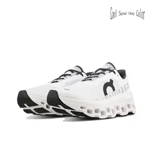 White & Black Breathable Mesh Running Shoes, Lightweight Cushioned Athletic Sneakers, Non-Slip Shock Absorbing Trainers for Men Women