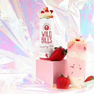Wild Bill's Strawberry Cream Rocket Pop Soda Classic Craft Soda Pop Soft Drinks 12 Oz 12 Pack Pure Cane Sugar Caffeine Free No High Fructose Corn Syrup Blue Raspberry Cherry Lime Flavors Beverage Ice